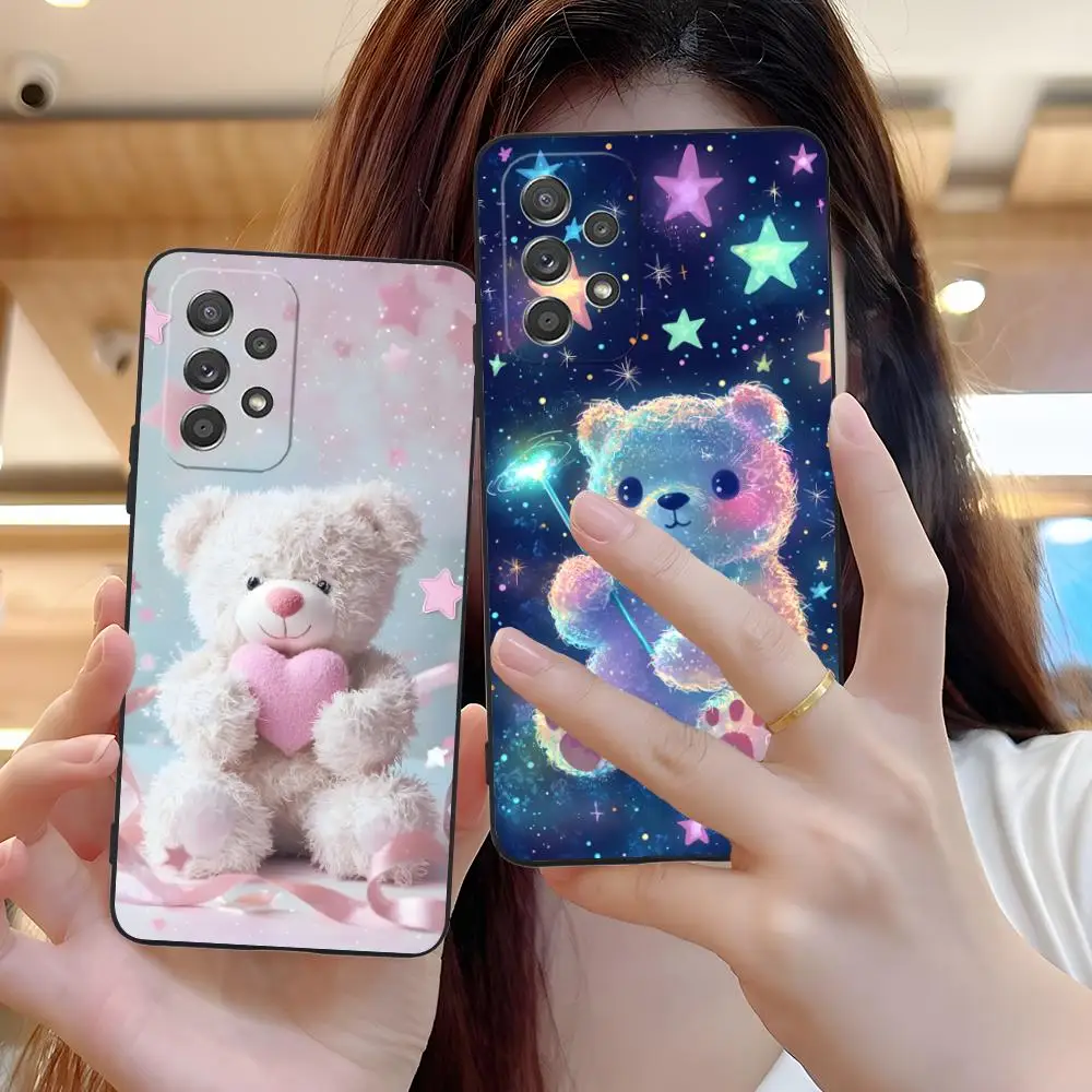 

Чехол для телефона Kawaii Cute Bear для Samsung Galaxy M55 54 42 35 34 33 32 23 22 15 14 13 12 F55 5G с цветным принтом, роскошный чехол