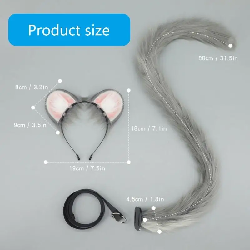 أزياء الفأر أزياء تنكرية للحيوانات فراء صناعي وأذني الفأر وعصابة رأس وذيل الفأر لأزياء الهالوين وتزيين دعائم الحفلات #6