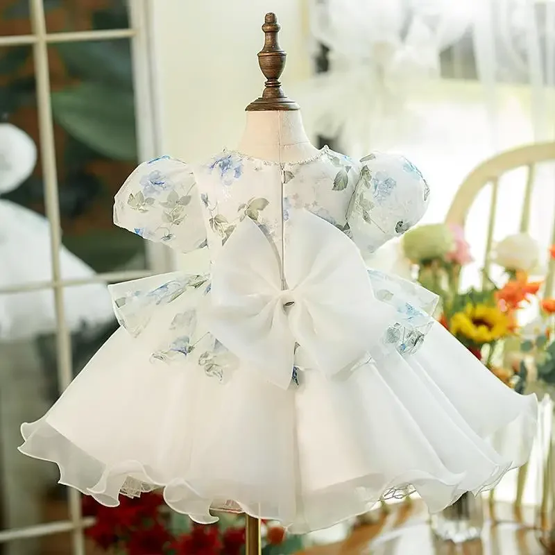 

Baby Spanish Lolita Princess Ball Gown Lace Bow Design Birthday Party Christening Clothes Easter Eid Dresses for Girls