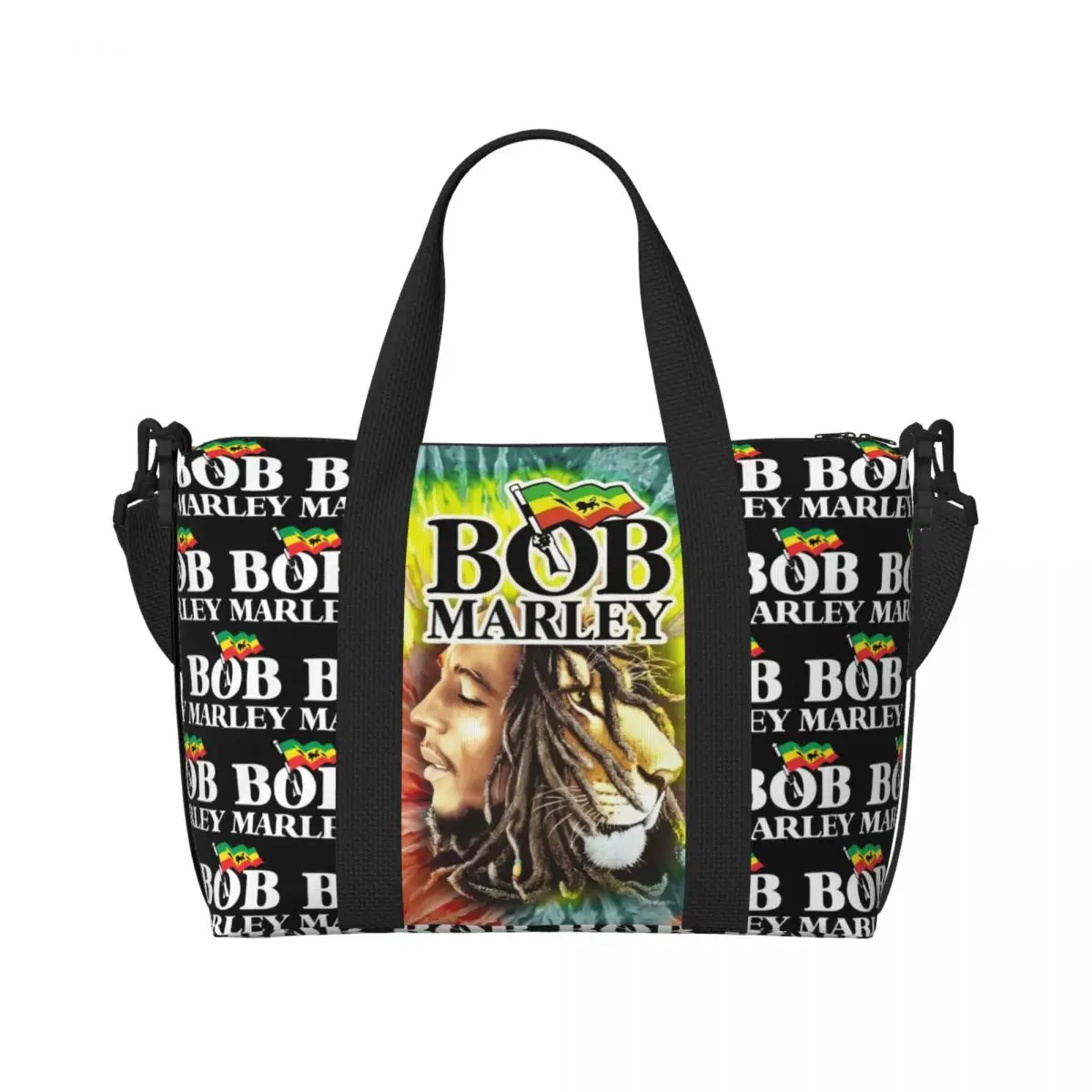 Custom Jamaica Singer Reggae Rock Bob Marley Grocery Tote Shopping Bags Women Large Capacity Gym Beach Travel Bags