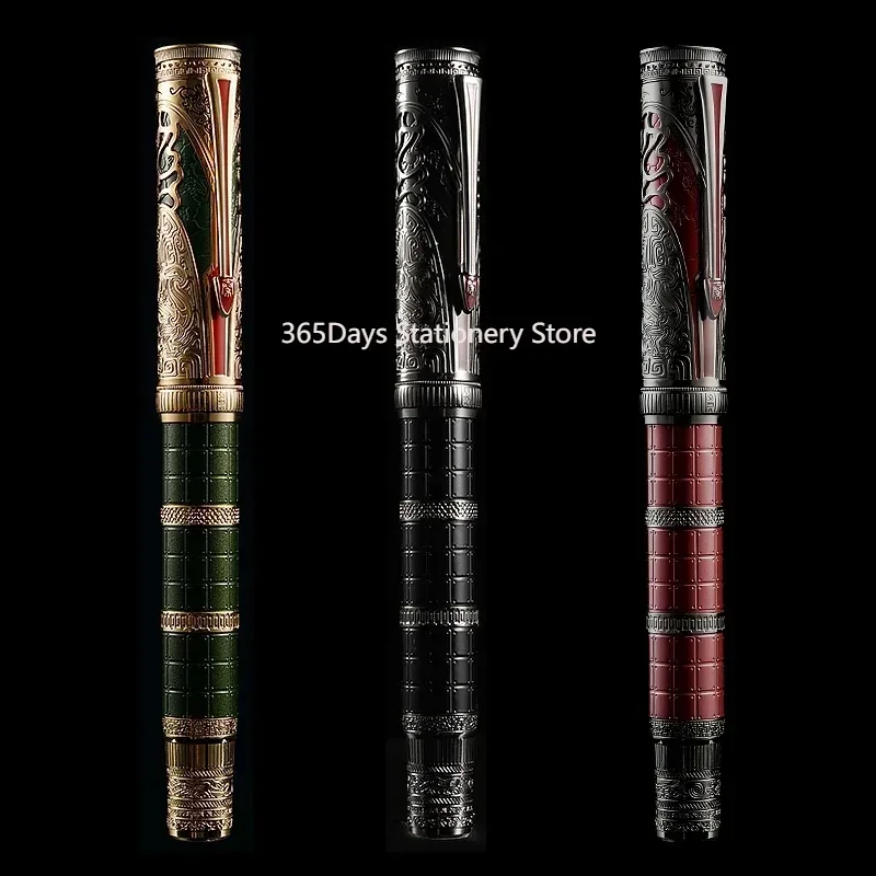 Hongdian D5 Qin Piston Fountain Pen Dynasty Series Extra Fine/ Fine Long Knife Nib Exquisite Retro Writing Engraved Gift