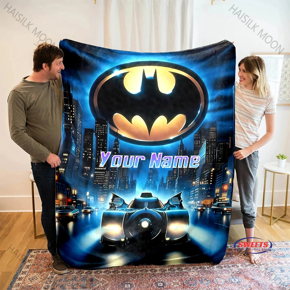 Customize Your Batman Blanket Personalized Name Customized Blanket Batman Logo Sofa Bed Office Four Seasons Blanket Special Gift