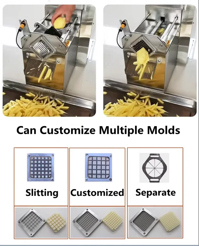 Mesin Pemotong Keripik Kentang Listrik Stainless Steel, Mesin Pemotong Wortel dan Terong Listrik