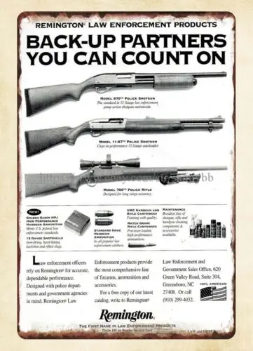 1995 fiream  Police Shotgun Rifle metal tin sign garden garage signs firearmgun-Aluminum