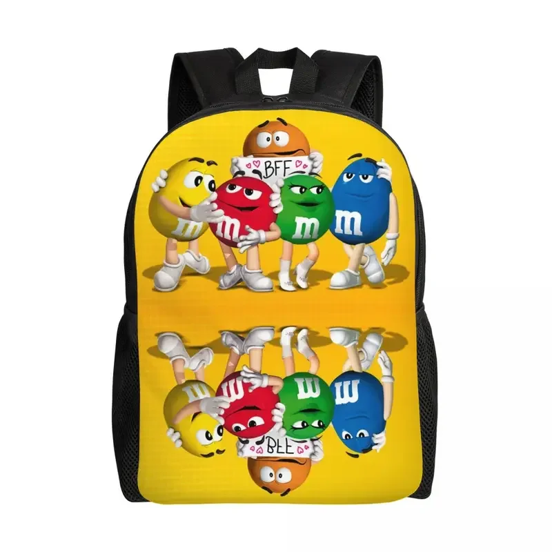 

Custom M&M Candy Character Travel Backpack Men Women School Laptop Bookbag Funny Candy Cartoons College Student Daypack Bags