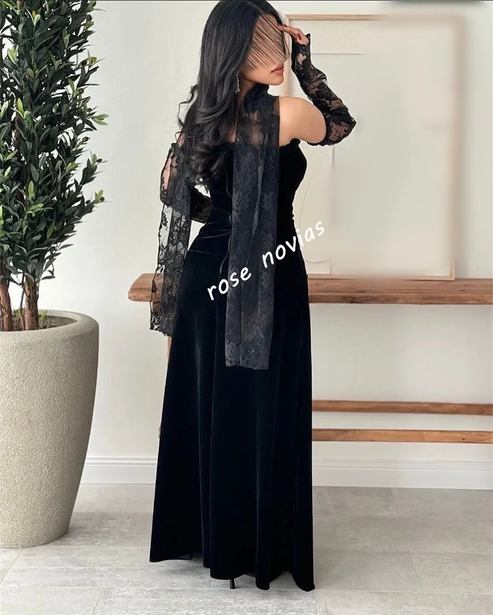 Customized Velour Lace Edge Sweetheart Neck  A-line Long Dresses Bespoke Occasion Elegant Party Wedding Guest Evening Gown