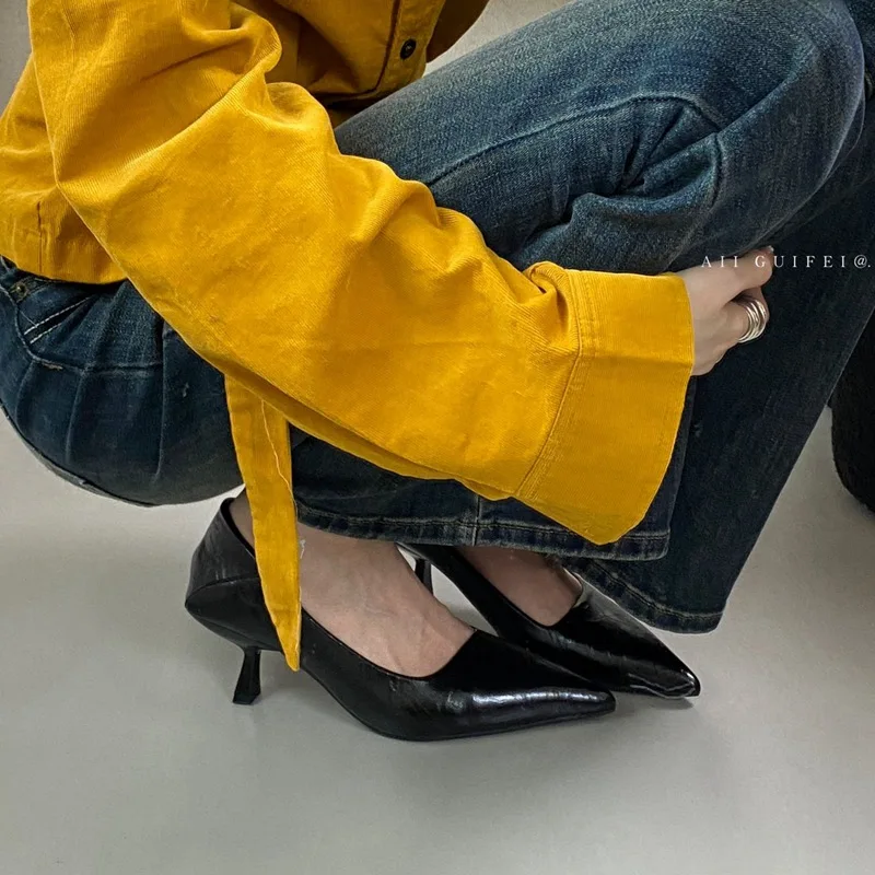 2026 Spring New Pointed Toe Shallow Pumps Slip On Women Shoes New Fashion Shallow Heel Elegant Dress Pumps Sexy Party Shoe Mujer