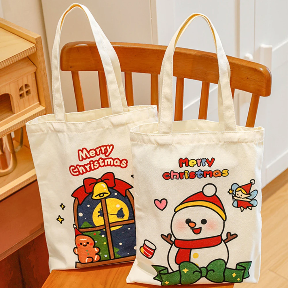 

Christmas Gift Bag Cartoon Santa Claus Elk Xmas Tree Handheld Canvas Bag Merry Christmas Decor Natal Navidad Happy New Year