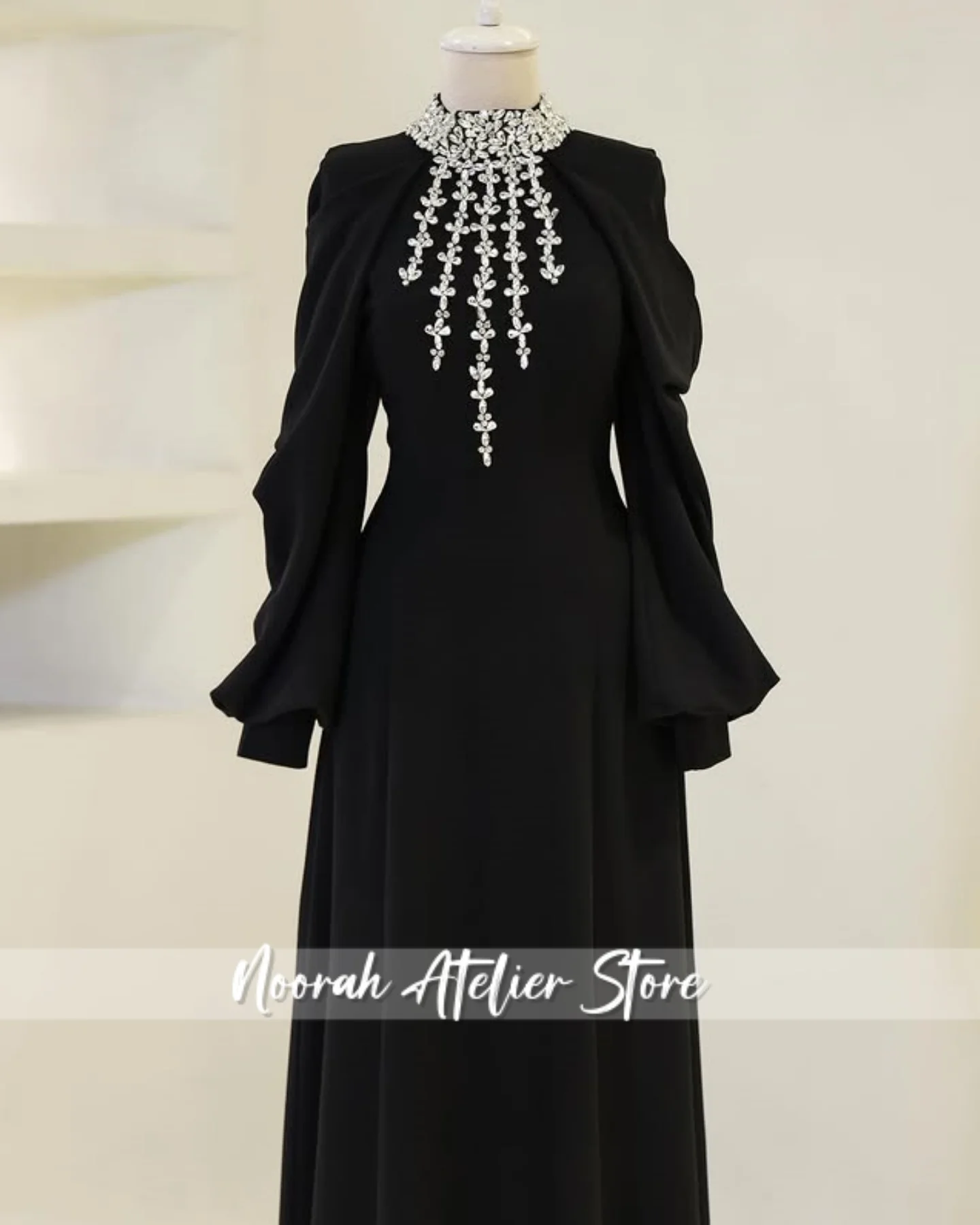 فستان سهرة إسلامي فاخر من المملكة العربية السعودية H N 2025 فستان زفاف إسلامي بأكمام طويلة فستان طويل للحفلات الراقصة مخصص