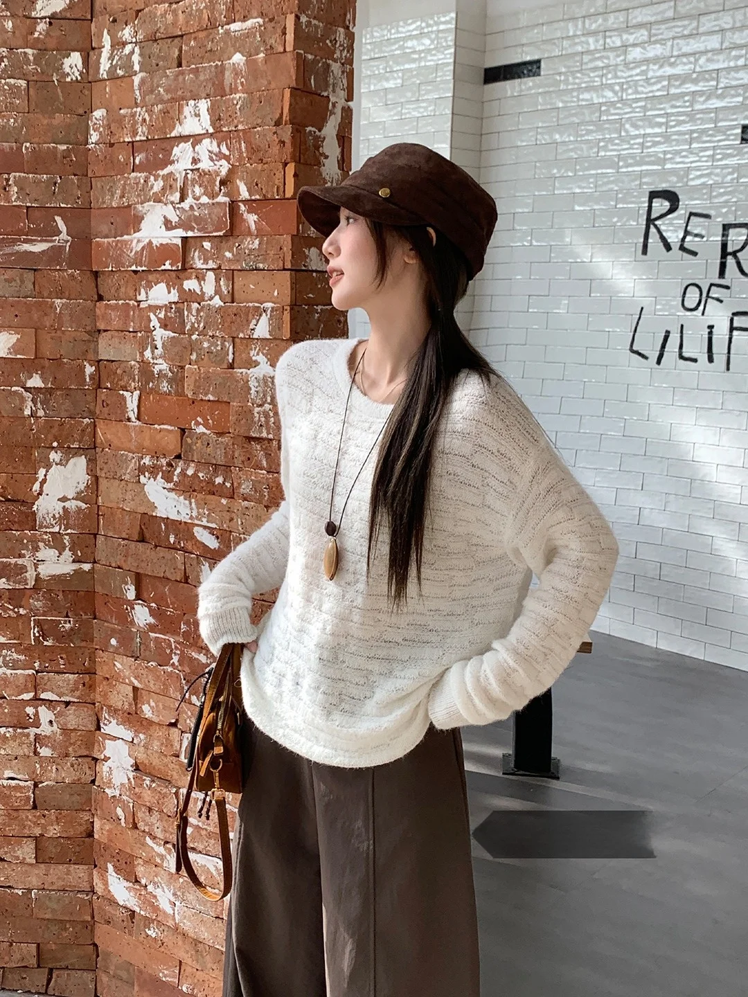 

Свободный вязаный свитер, женский повседневный удобный верхний зимний модный простой топ премиум-класса с длинным светом