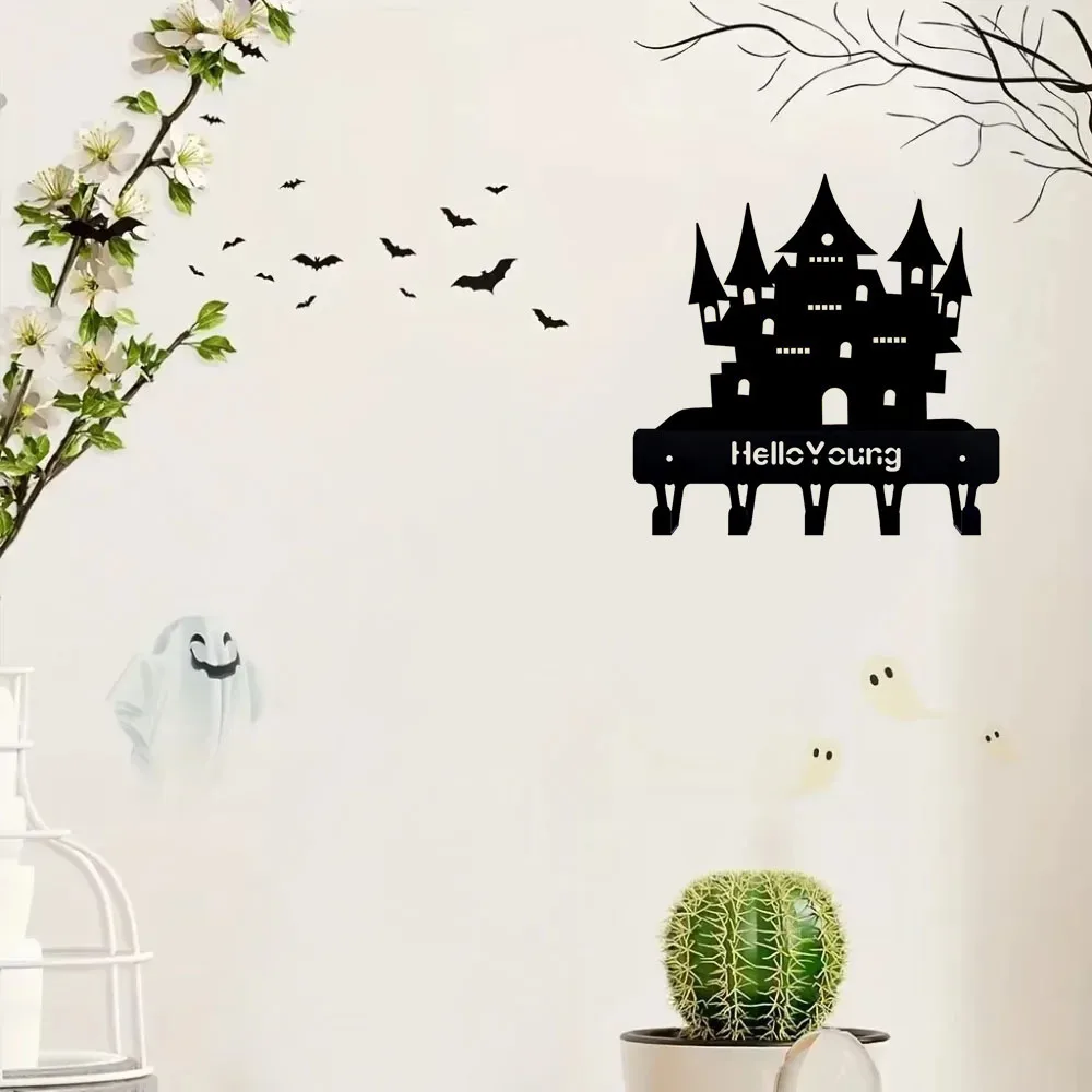 1pcs Bewitchingly Spooky Metal Decorative Hook - Compact Storage Unit with Horrifying Castle Element. A Halloween Horror Delight