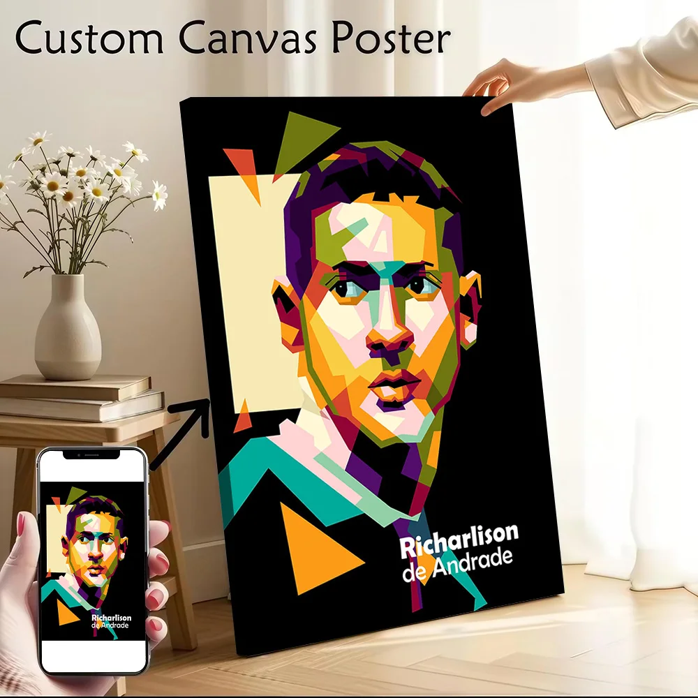 Richarlison in Popart Printed Canvas Wall Art Customizable Paintings Poster Perfect Gift for Decor Luxury Decoration Bedroom