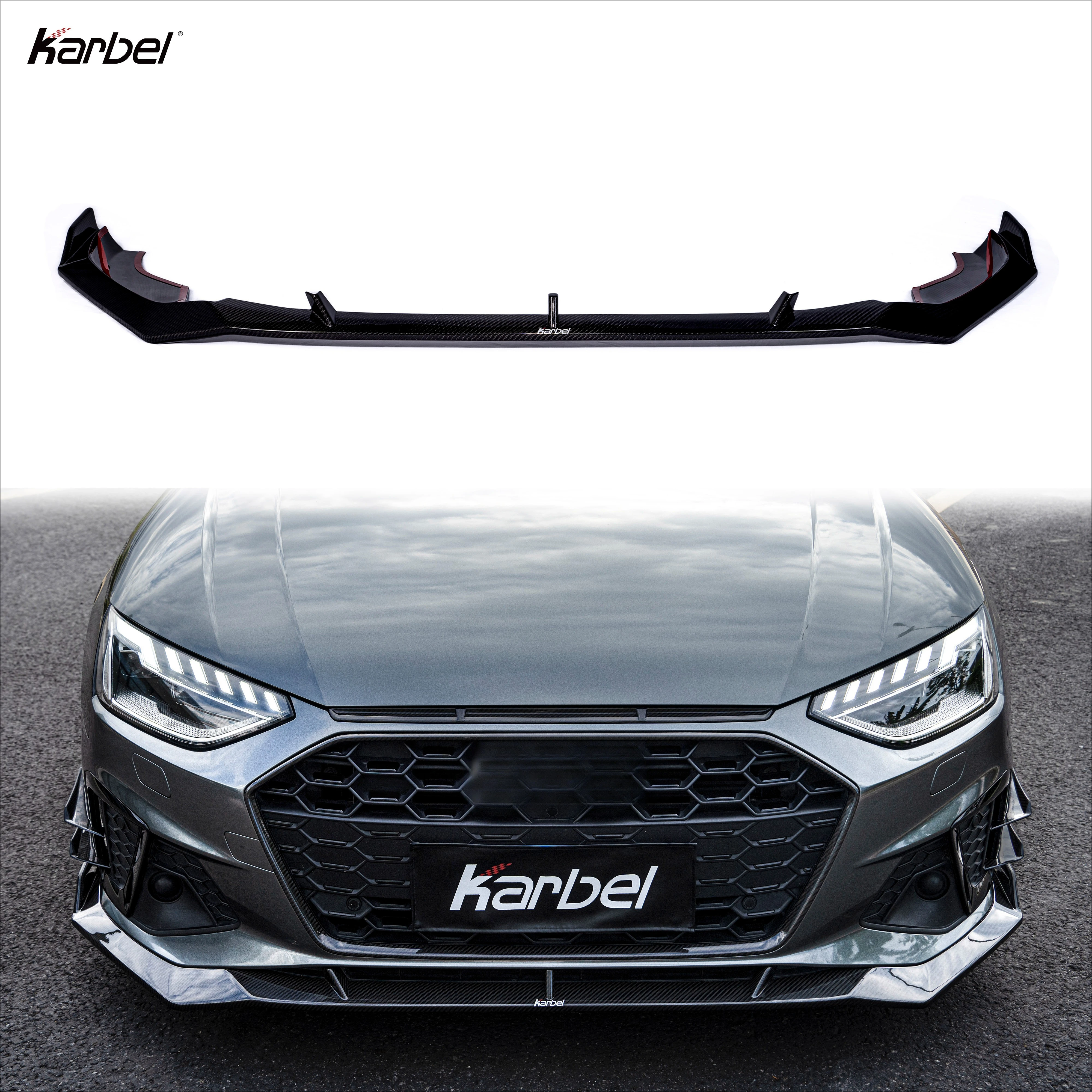 

Karbel Dry Carbon Fiber Dry Комплекты кузова из углеродного волокна Передний бампер для B9.5 S4 Font Lip (2020-2024)