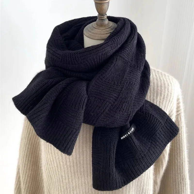 Scarf Solid Color Winter Warm Scarf Scarf for Men and Women Knitting Wool Fastener Thermal Neck Warmer Fleece Keep Warm Scarf