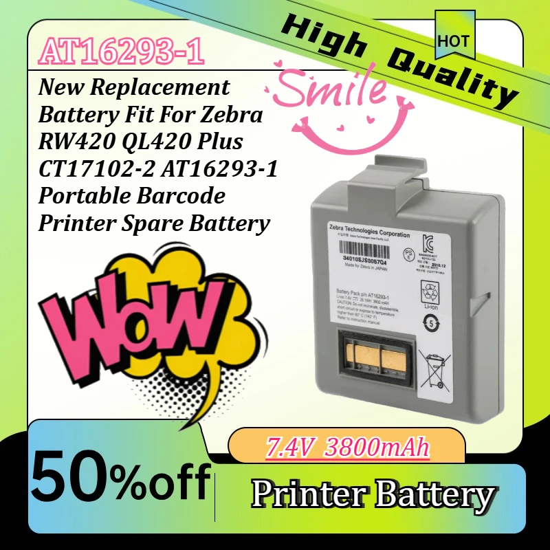 New Replacement Battery Fit For Zebra RW420 QL420 Plus CT17102-2 AT16293-1 Portable Barcode Printer Spare Battery