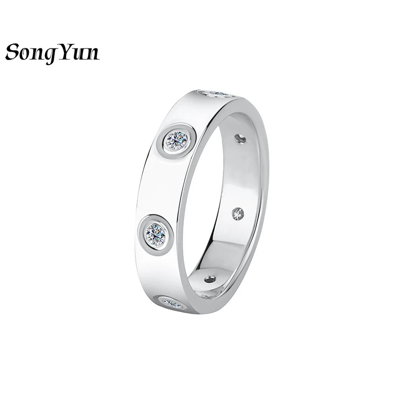 

SONGYUN Brand Jewelry 925 Sterling Silver Ring D Color Moissanite Graduation Ring Lover 18K Real Gold Plated MST Patent Rings