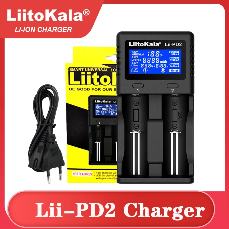 

LiitoKala Lii-PD2 Lii-PD4 Lii-S6 Lii500 battery Charger for 18650 26650 21700 18350 AA AAA 3.7V/3.2V/1.2V lithium NiMH batteries