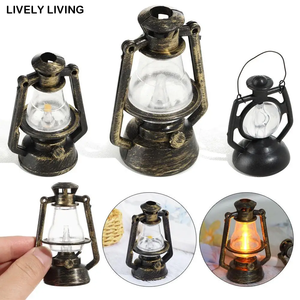 1:12 1:6 Scale Oil Lamp Miniatures Mini Kerosene Lantern Model Doll House Decor Scene Ornaments Dollhouse Accessories