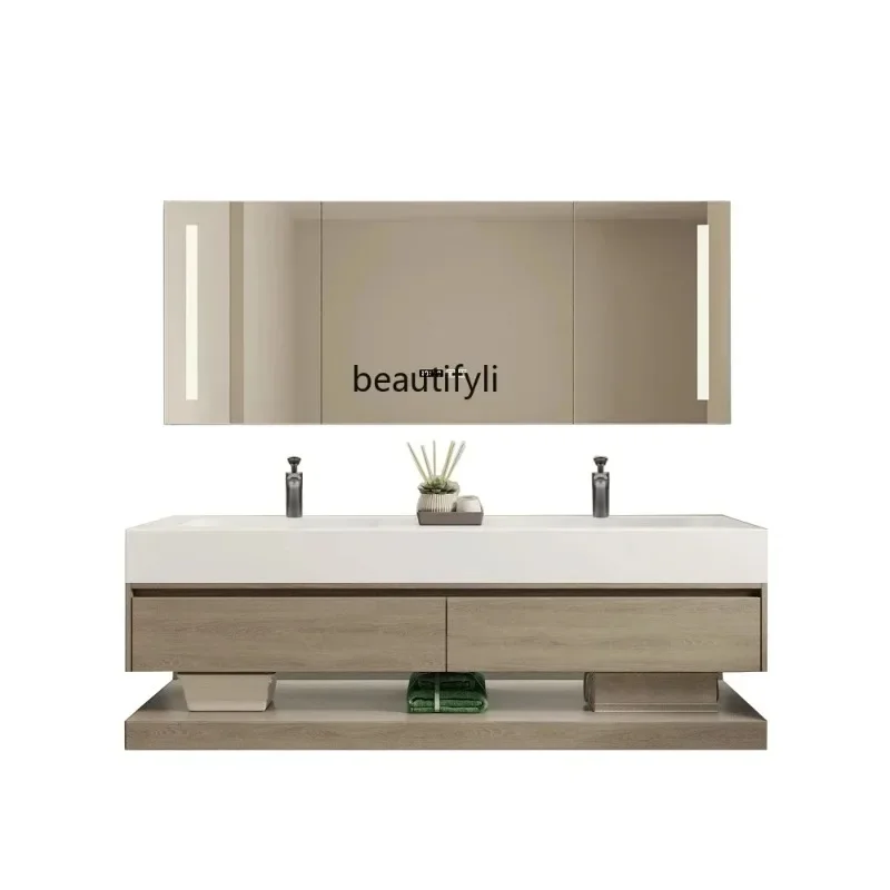 A85 Skin Feeling Whole Washbin Bathroom Cabinet Combination Bathroom Wash Basin Washstand Double Basin