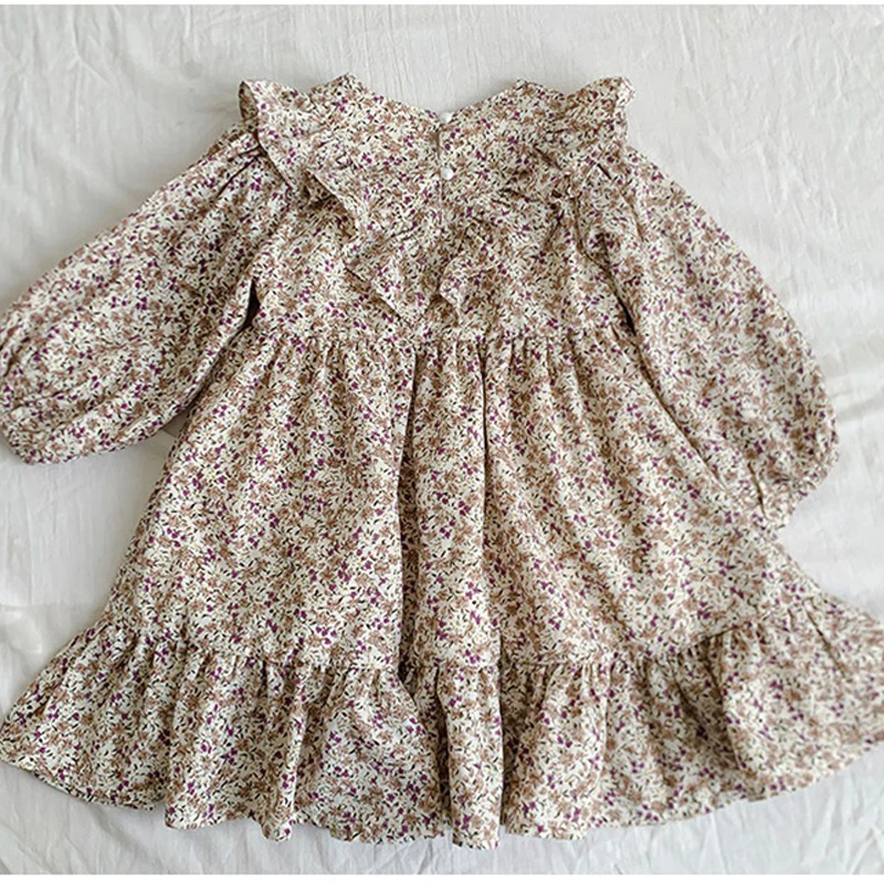 Children Clothing Girls Dress Floral Long Sleeved Princess Dress