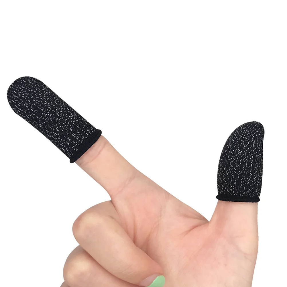 10Pcs Elastic Finger Cots Anti-Sweat Touch Sensitivity Phone Game Playing Accessory Lightweight Portable Black Edge
