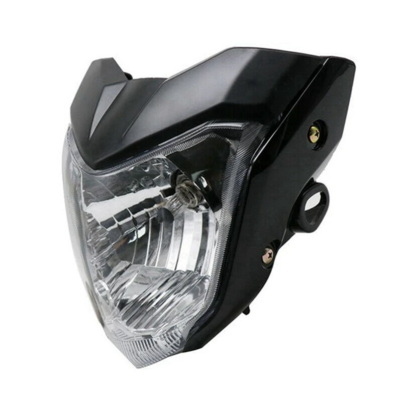 Motorcycle Headlight Head Light Lamp with Bulb Bracket Assembly for FZ16 YS150 FZER150 FZER 150 FZ 16 Amber,Black-ABHG