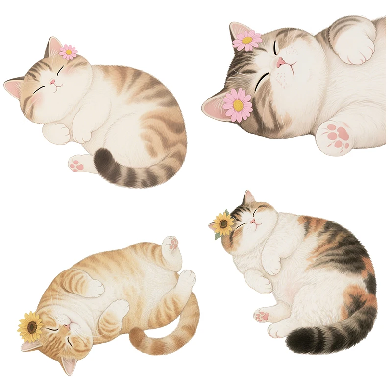 Three Ratels CEE206 Sleeping cats cute animals wall stickers decorate children's bedrooms Funny car decals Eco-friendly