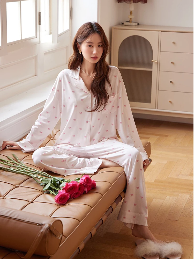 2024-new-pure-cotton-spwear-women's-spring-autumn-set-long-sve-long-pants-home-clothes-cute-pink-heart-pattern-home-clo