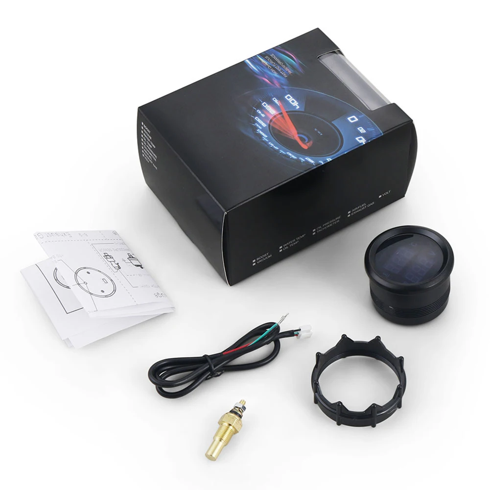 2 Inch 52mm Digital Water Temperature Voltage Gauge for 12 24V Vehicles with 1/8 NPT Thread Real Dual Readout Monitor