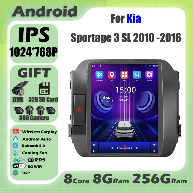 

9.7'' For Kia Sportage 3 SL 2010 -2016 Android 14 Car Radio Multimedia Video Player Navigaion Head Unit GPS Stereo Audio