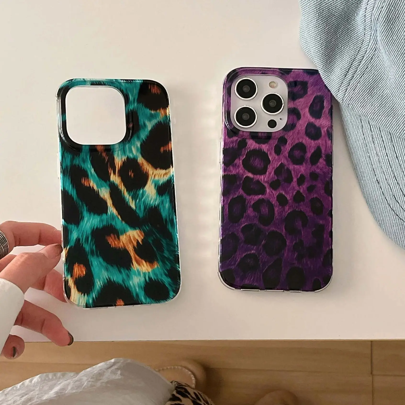 Leopard green vertigo graadient purple cover for iphone 15promax 14pro 16 14 13 15 pro max 16pro 13promax shockproof phone case