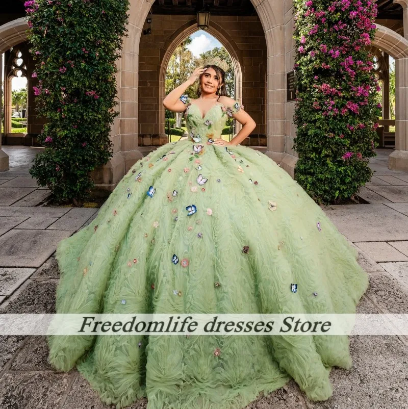 mint green sweet sixteen dresses Sweet 16 Glitter Long Ball Gown Quinceanera Dress
