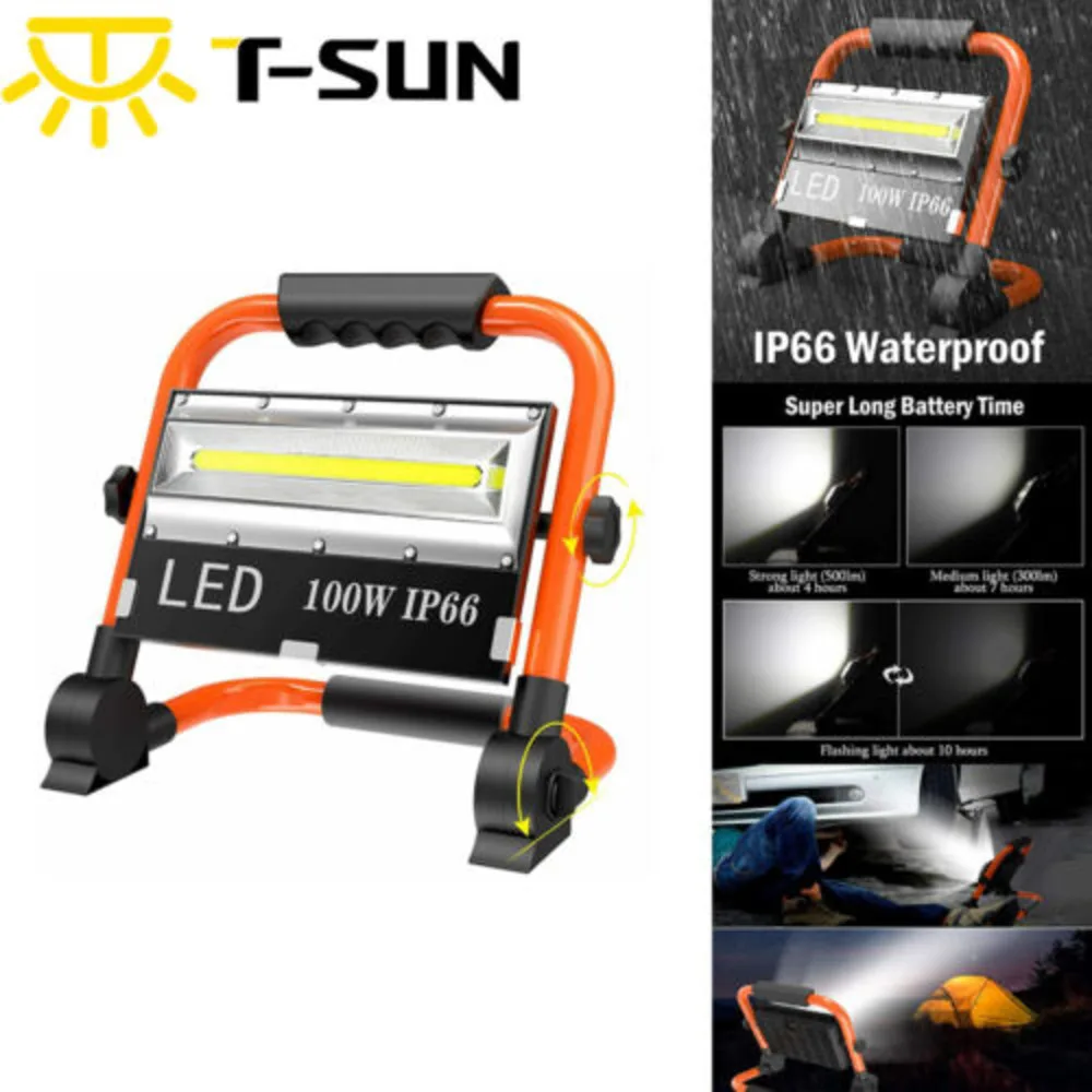 100W LED Work Rechargeable Folding Od Security Light Outdoor Lamp