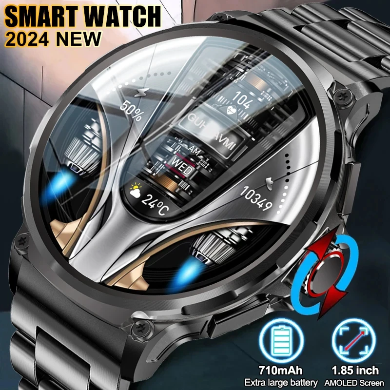 

2024 New Smart Watch Men HD Bluetooth Call GPS Track Voice Assistant 1.85-Inch Watch 710 MAh Battery IP67 Waterproof Smart Watch