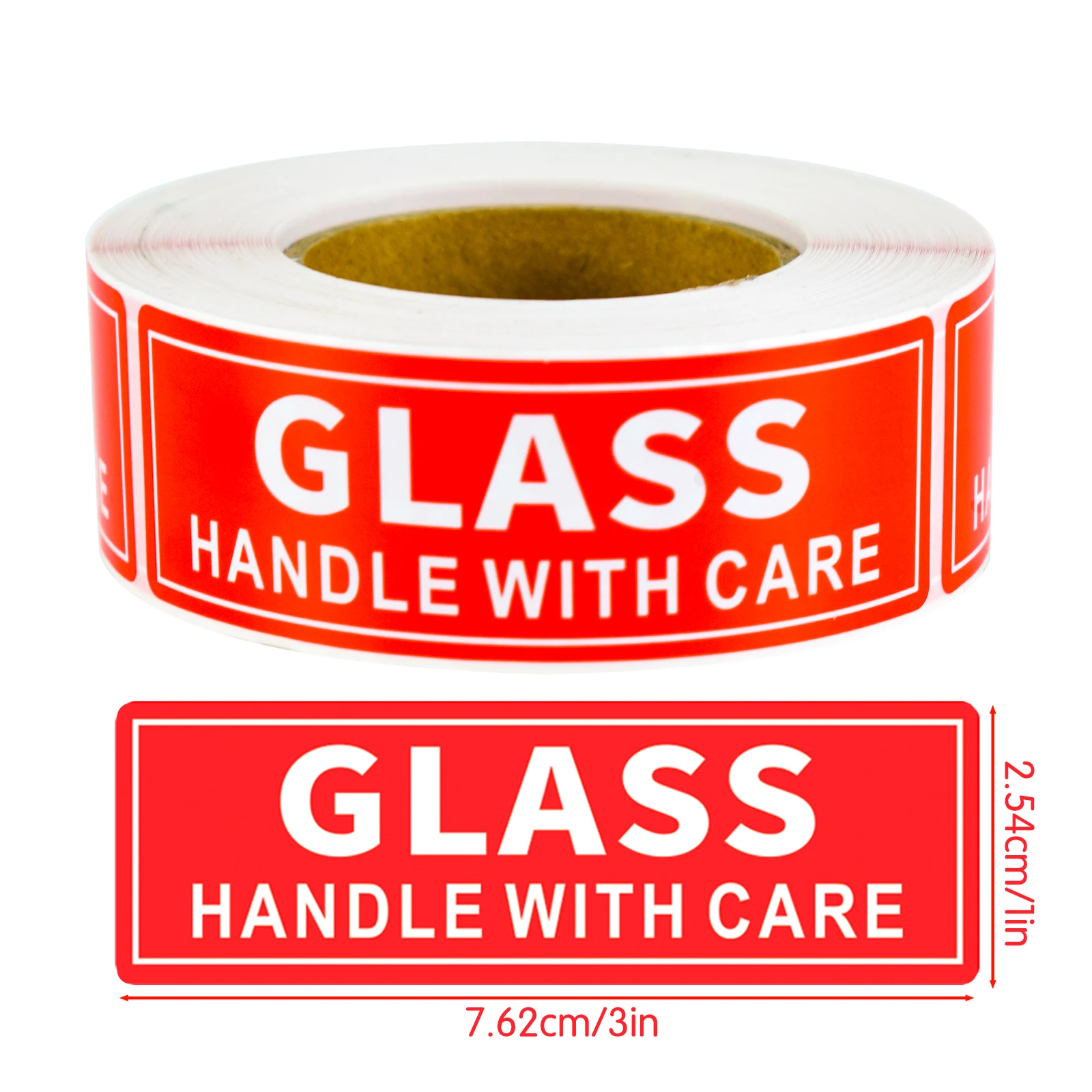300 Sheets Per Roll/1*3In Glass Fragile - Handle with Care Red Warning Stickers Warning Box Packaging Transport Adhesive Labels Transport Warning Label Stickers, Do Not Bend Label Stickers