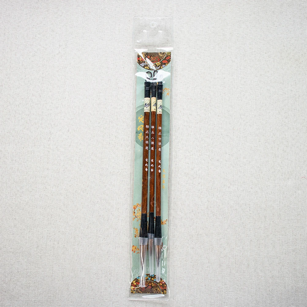 

3PCS Chinese Calligraphy Brushes Set Weasel Hair Pens for Watercolor Sumi Art Supplies Students Beginner Advanced Painting Tools