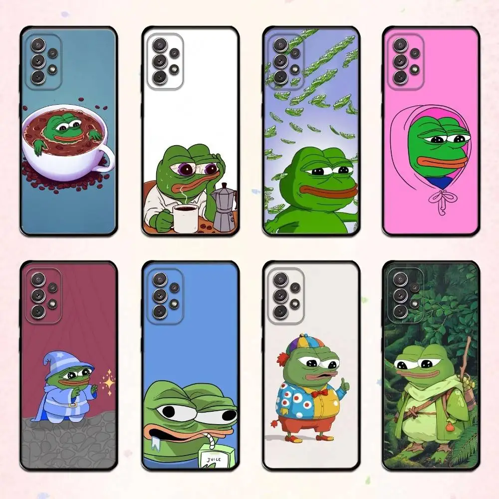 

P-Pepe the Frog Phone Case For Samsung S 25,24,23,22,30,21,10,9,Ultra,Plus,Lite,FE,4,5 G Soft Black Case