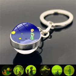 Nuevos llaveros luminosos de Metal del Principito, colgante de cristal de piedra del tiempo, llavero de regalo creativo, accesorios para llaveros con dijes de moda