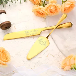 Set di coltelli da taglio per torte da 2 pezzi, accessori per feste di matrimonio, coltello da taglio personalizzato con incisione Laser di souvenir di nozze