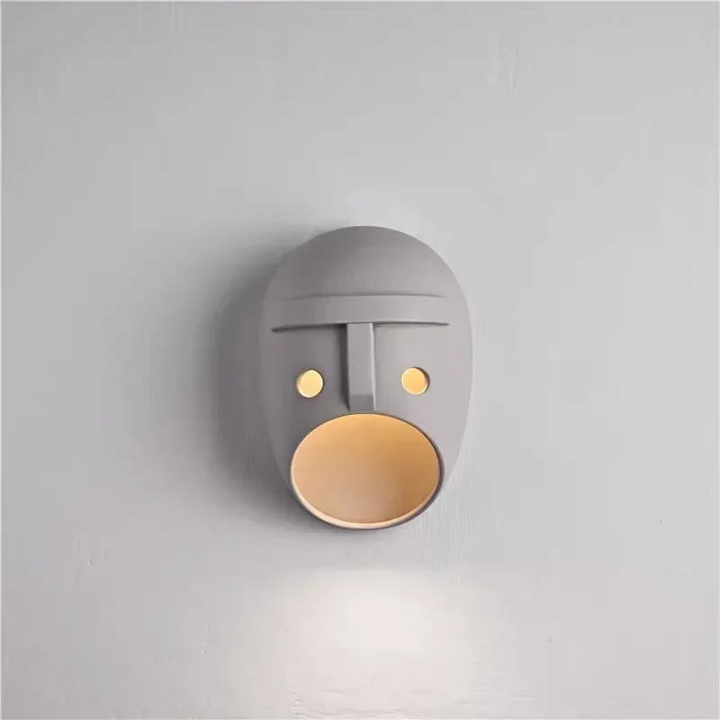

New Dutch Designer Moooi Joker Wall Light for Bedroom Bedside Corridor Background Stairway Mask House Decor LED Resin Lighting