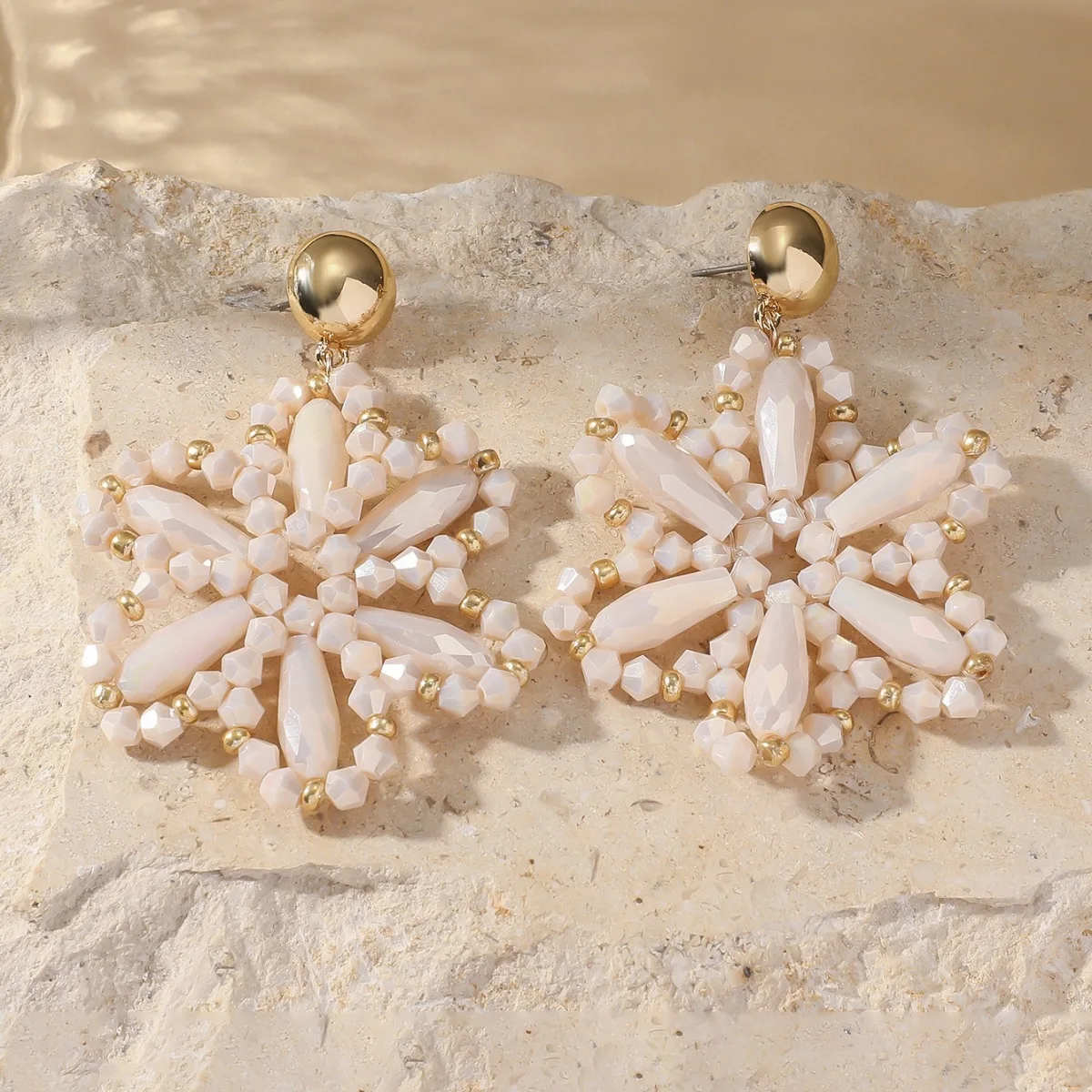 

Богемный оригинальный дизайн, серьги из бисера с кристаллами и цветами для женщин, ручное вязание, украшения из бисера для женщин