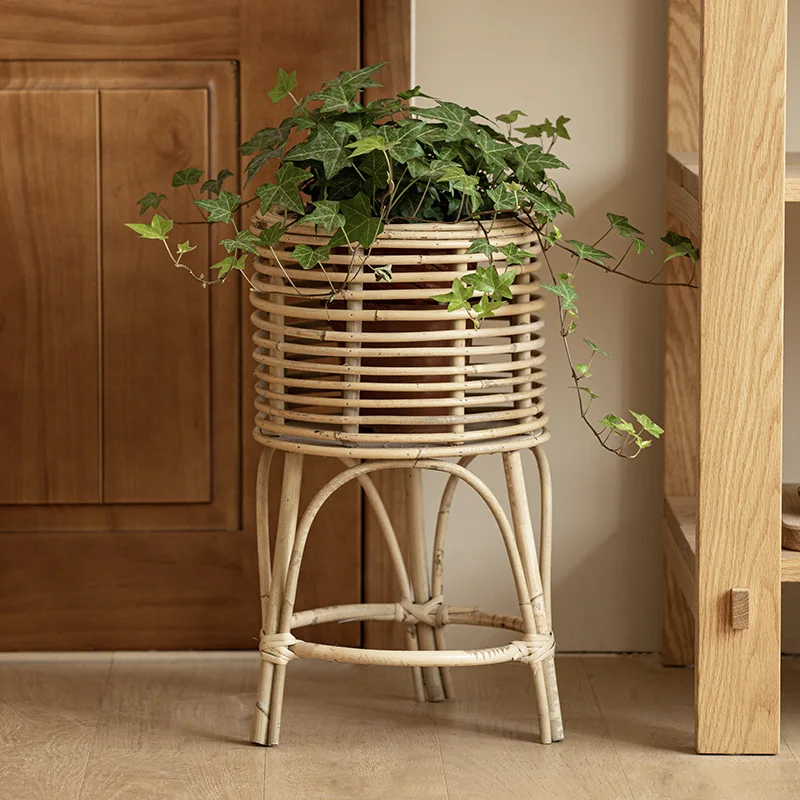

Nordic rattan floor flower rack living room plant bamboo chlorophytum comosum plant pot shelf indoor balcony table rack