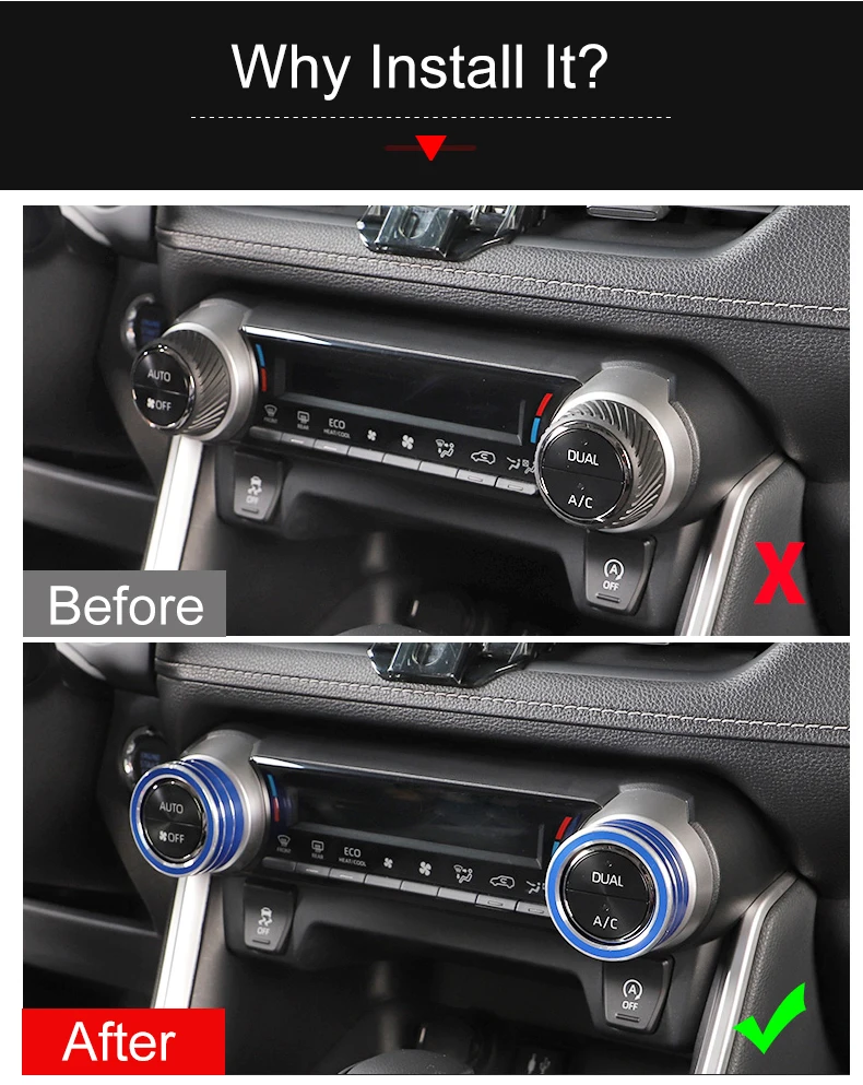Für Toyota RAV4 XA50 Hybrid 2019 2020 2021 2022 2023 2024 2025 Auto Klimaanlagen-Steuerungsschalter Knopfringe Radio Audio Drehknopf Zierblende Abdeckung – Detail 4