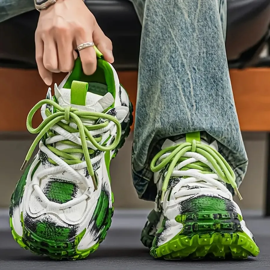 

Men'S Casual Athletic Shoes Thick Sole Height Increasing Shoes Distressed Athletic Casual Shoes Fashion Trendy Men'S Shoes
