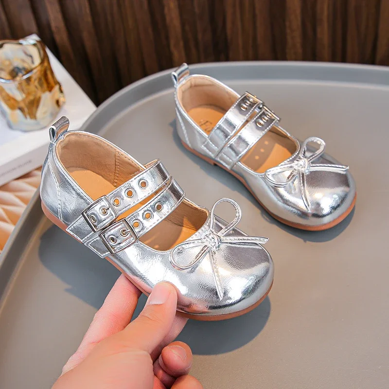أحذية جلدية للأطفال ، على الطراز الكوري ، أسفل ناعم ، مانع للانزلاق ، ربطة عنق أنيقة ، أحذية رقص باليه ، موضة جديدة ، الخريف ،