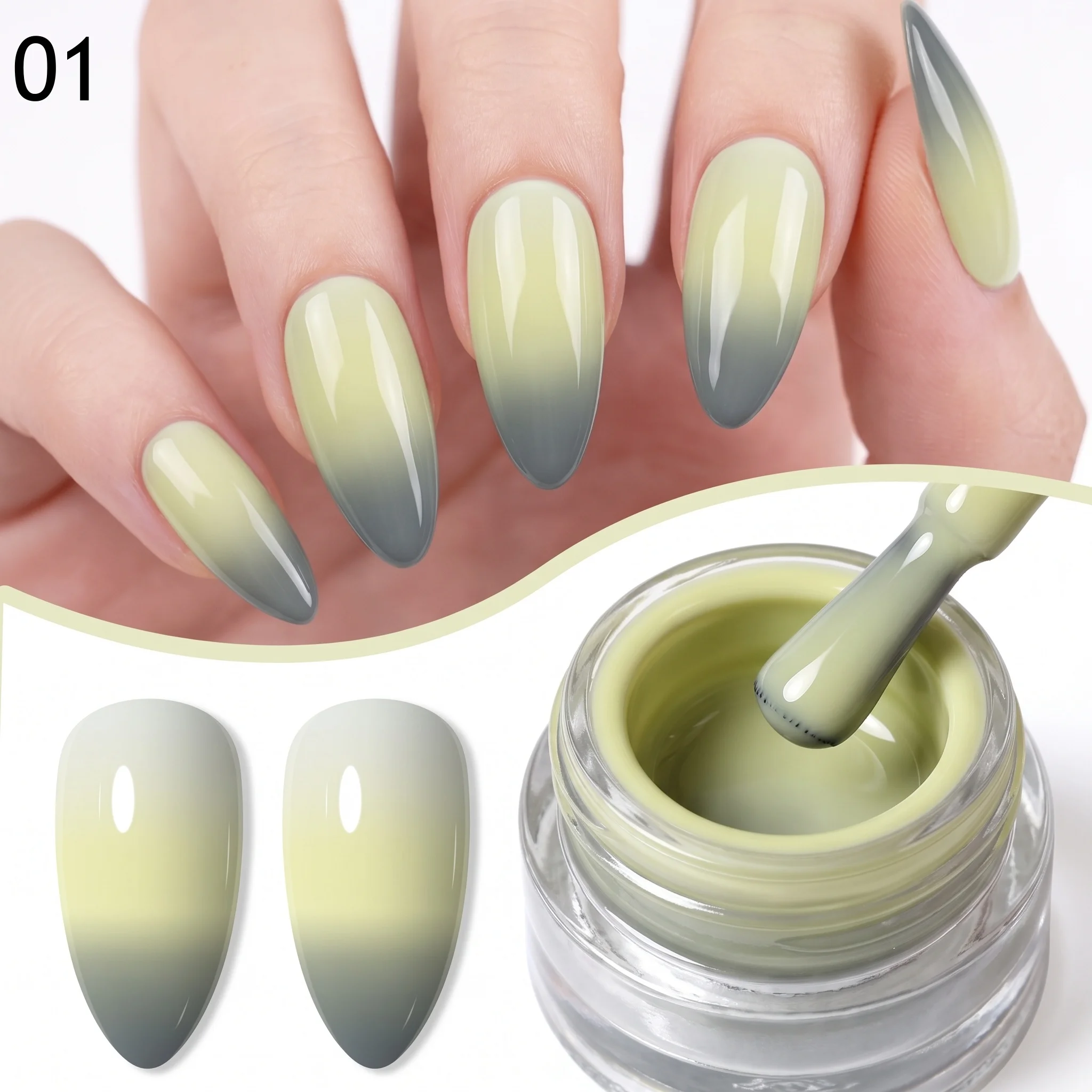 Hassleless Temperature-Changing Gradient Nail Polish, Which Changes Color with the Temperature in Three Colors, Suitable for Nail Salons and DIY at Home, Can Create Everyday Nail Designs and Holiday-Style Looks.