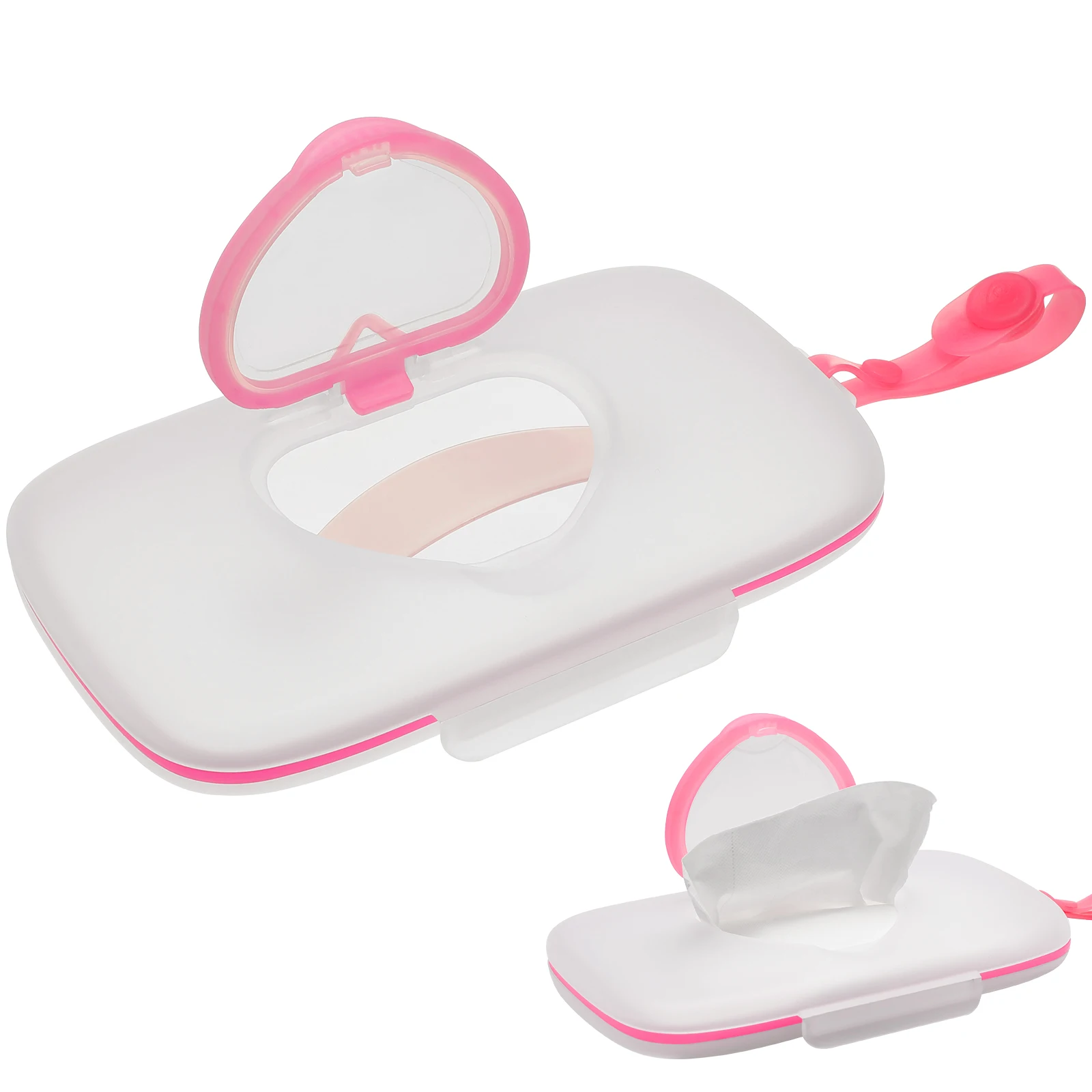 Portable Baby Dispenser Pink White Travel Outdoor Refillable Baby Wipes Dispenser Travel Case Hand Strap Lightweight Box