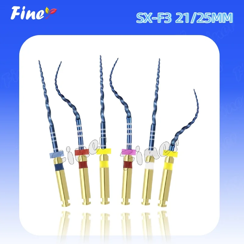 6 قطعة برو الأسنان تفتق الأزرق اللبية الملفات SX-F3 الروتاري إندو الملفات 21/25 مللي متر الحرارة المنشط قناة الجذر ملف طب الأسنان