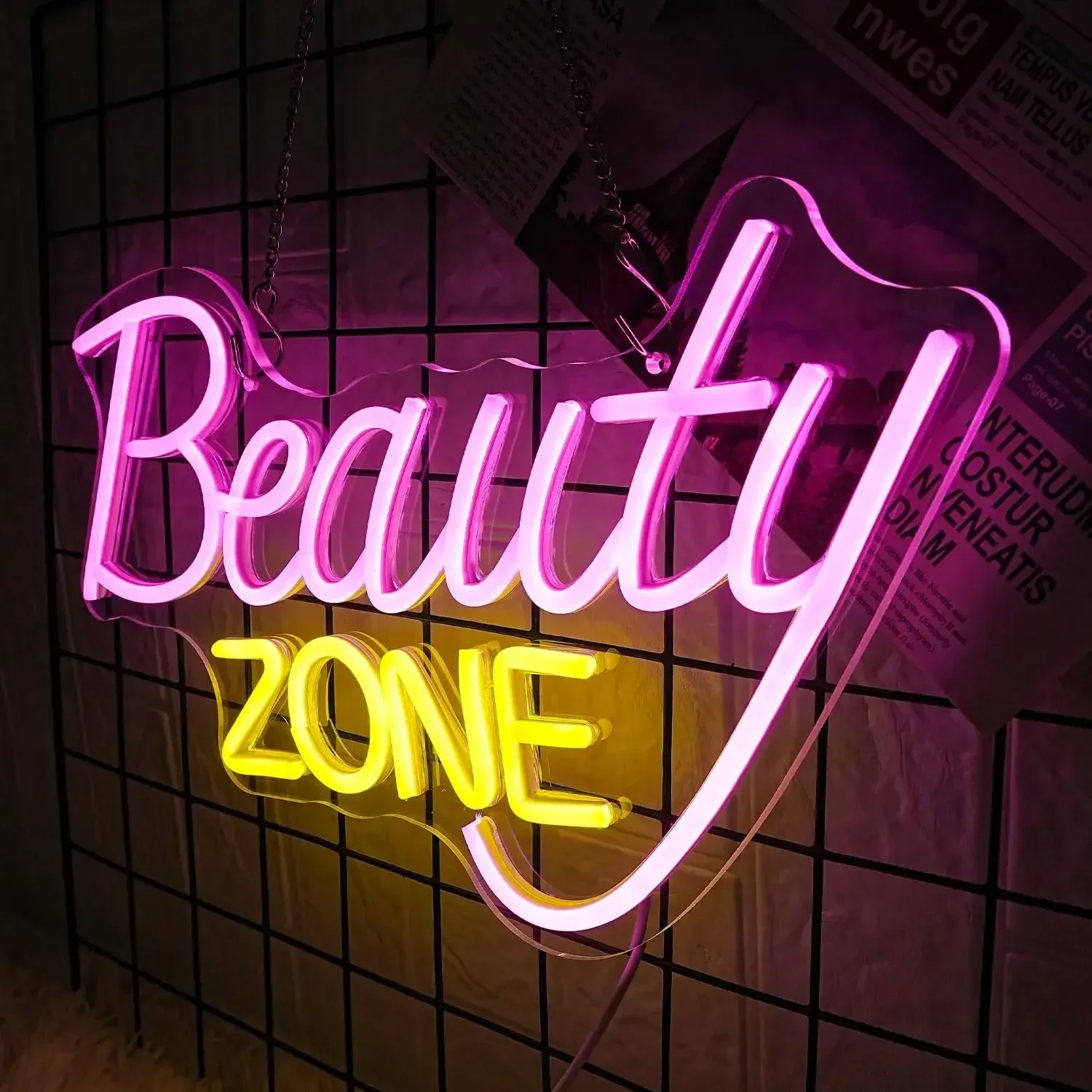 Beauty Zone Neon Sign LED Neon Light Sign USB Powered Wall Decor for Salon Nail Lashes Studio Hairdresser Dressing Room