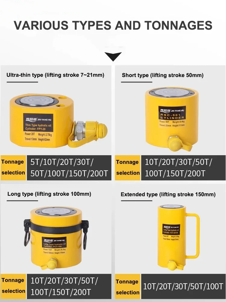 分割油圧ジャッキリフティングトン数油圧シリンダー10-100T中空プランジャー単動ラムシリンダー油圧リフティングジャッキ